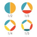 Circular diagram set. Pie chart template. Circle infographics concept with 2 3 4 5 steps  parts  levels or options. Royalty Free Stock Photo